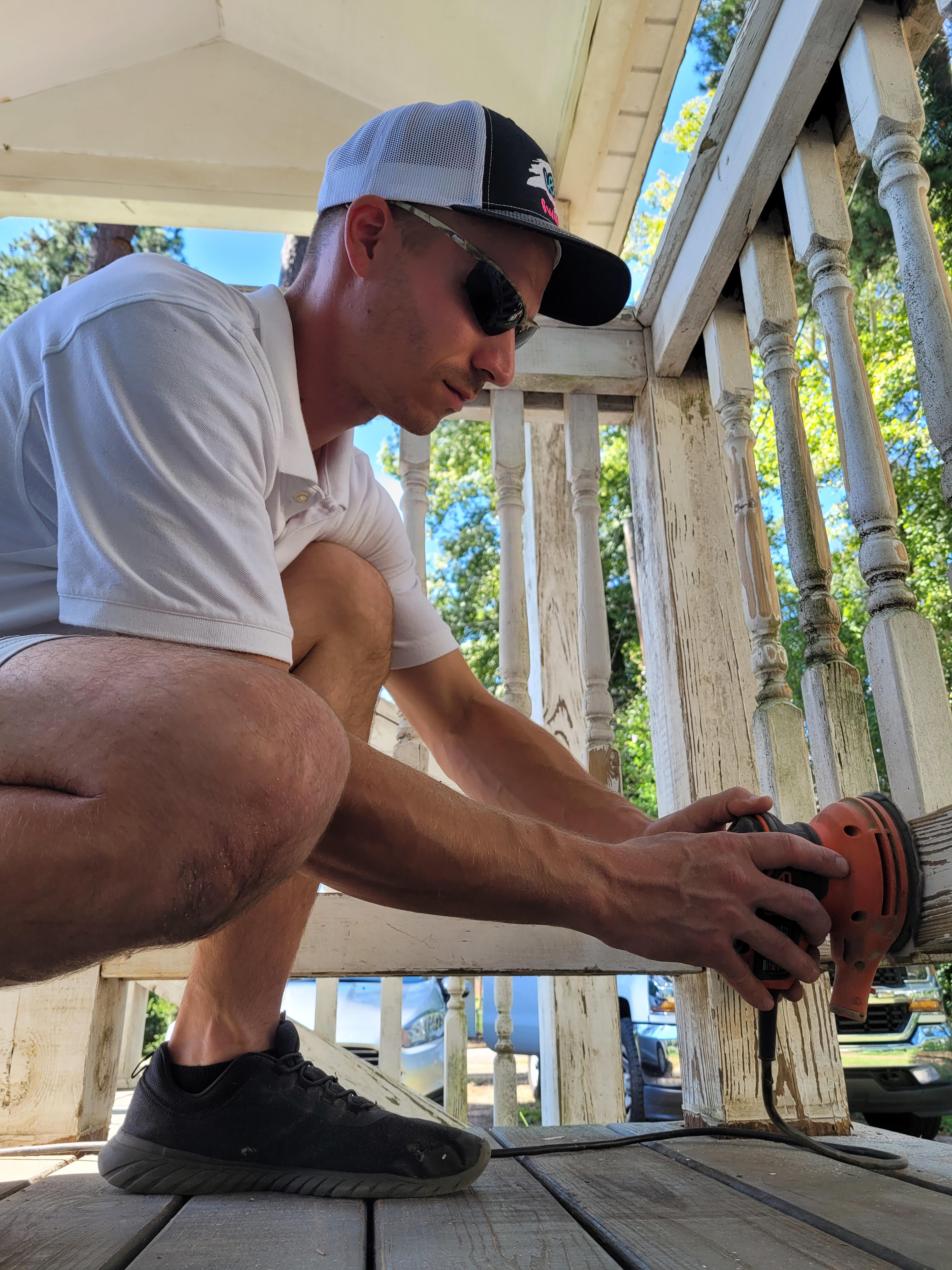 Preparation work for painting a porch